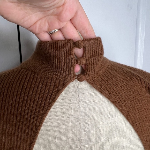 Reformation Cashmere Osteria Open Back Tie Sweater Cinnamon Brown Size Small - Picture 8 of 11
